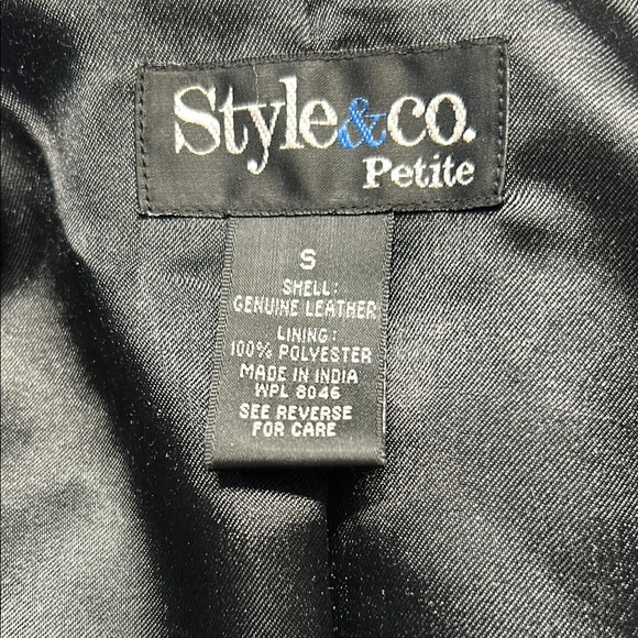 Style & Co Petite Classic Black Leather Jacket Size S - Picture 5 of 8